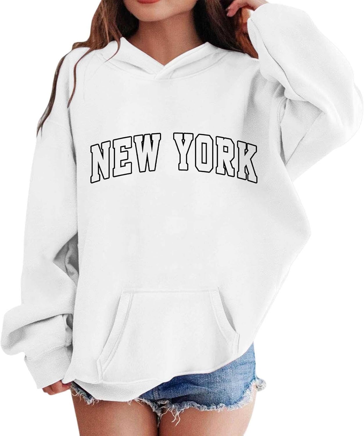 Mädchen Kapuzenpullover Oversize Mit Los Angeles Print - Weich & Gemütlich