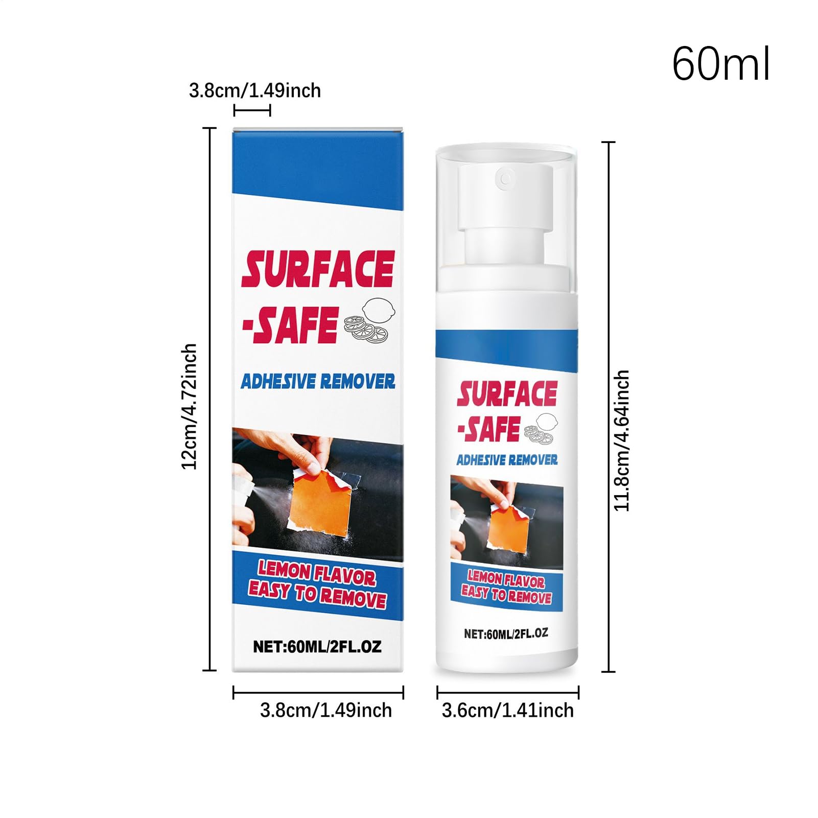 Środek do usuwania kleju, 60 ml, spray do usuwania naklejek i etykiet, szybkie czyszczenie z kalkomanii i taśmy, wielofunkcyjny środek czyszczący do szyb samochodowych, okien, ścian, powierzchni