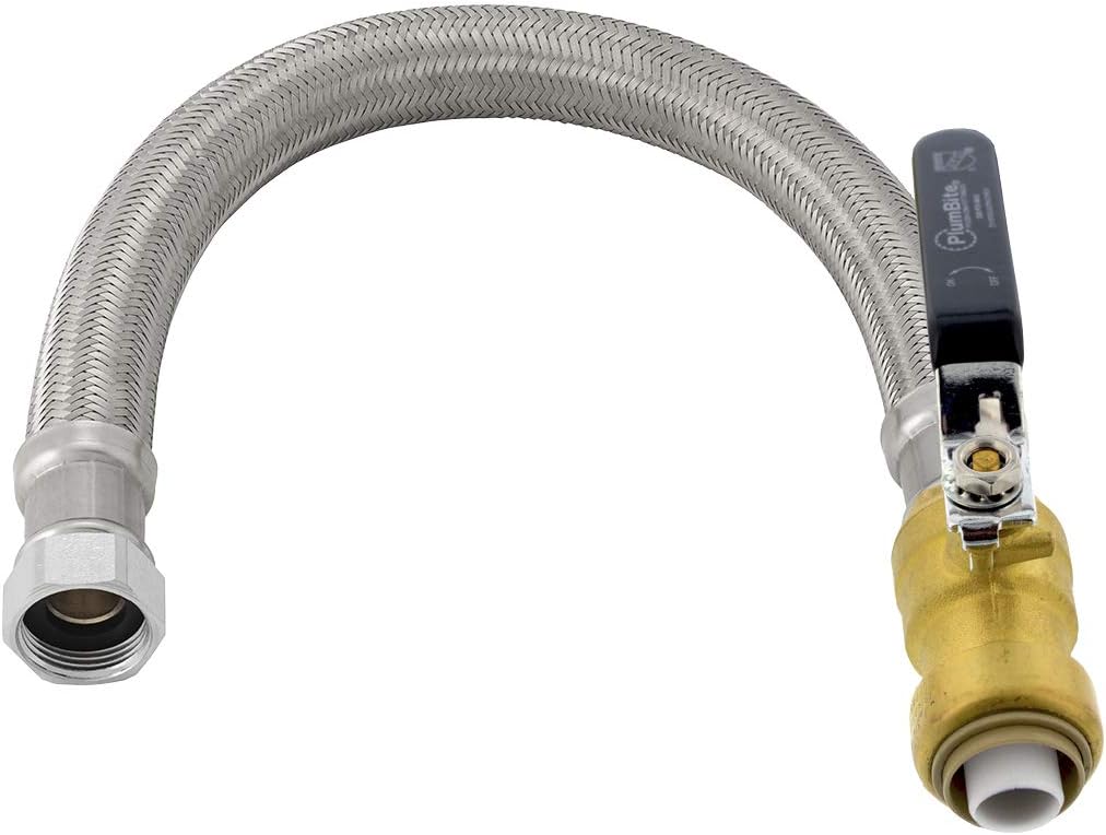 Jones Stephens C77477LF 3/4" x 3/4" FIP x 18" PlumBite Push On Water Heater Connector with Ball Valve