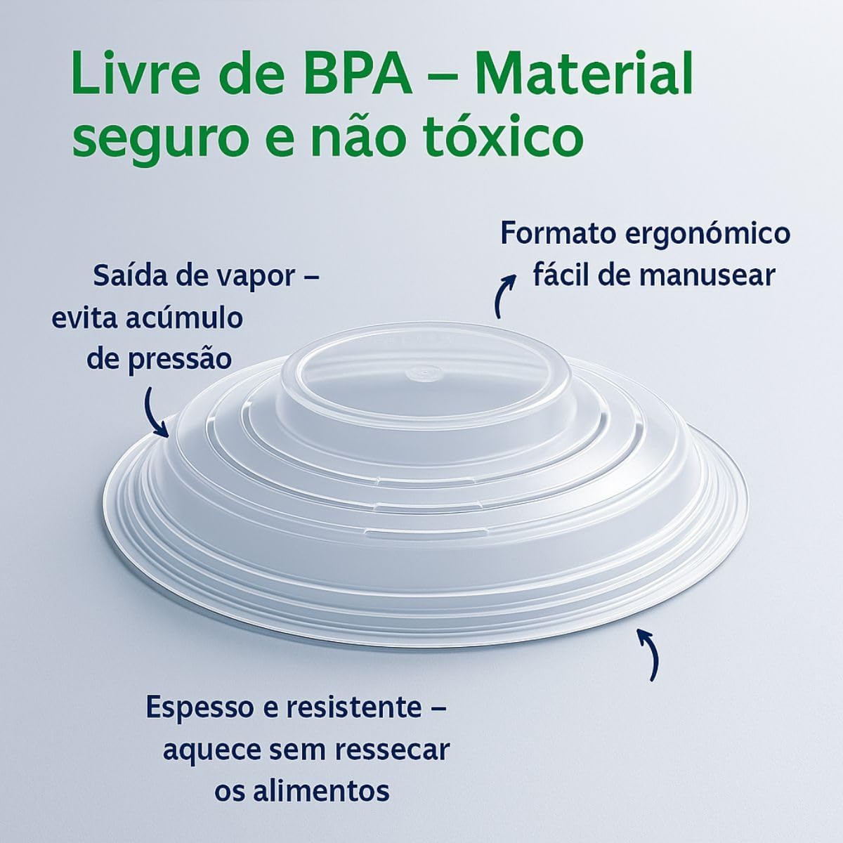 Tampa Para Microondas Protetora de Alimentos 25,7 cm Pode Ser Usado Com Prato de Comida Incolor Produzido com Plástico Livre de BPA Reutilizável Premium Tampa Para Microondas Protetora de Alimentos 25,7 cm Pode Ser Usado Com Prato de Comida Incolor Produzido com Plástico Livre de BPA Reutilizável Premium