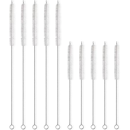 SetSail Straw Cleaner Brush Set, 10-Piece Stainless Steel Straw Brush with Long Handle Small Brushes for Cleaning Straws, Pipe, Tube, Hummingbird Feeders, Water Bottle, Cup, Filter