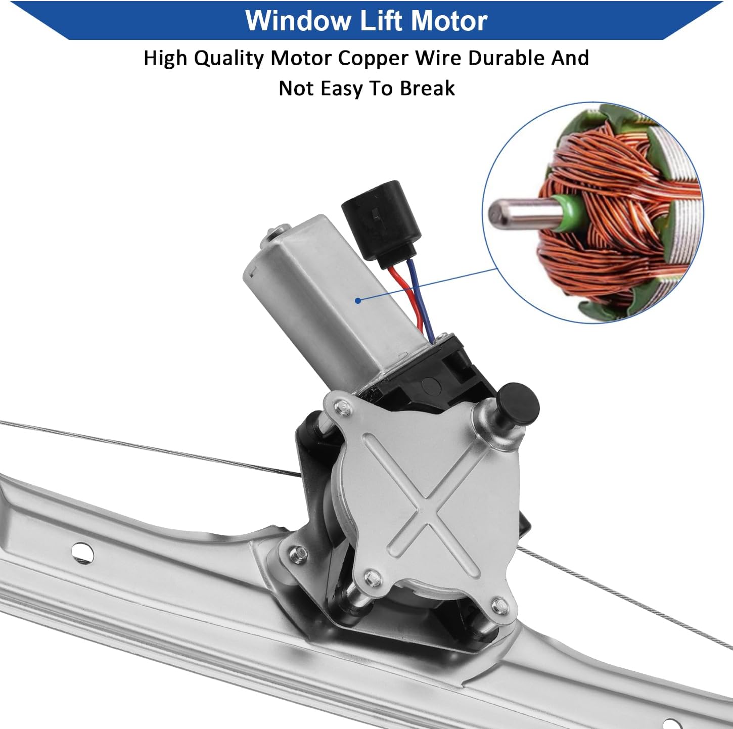 Obaee 751-648 Front Left Driver Side Power Window Regulator with Motor Assembly Compatible with Fiat 500 2012-2019 2Door SOHC with 2pin, Replace OE 68070267AC 68070267AD