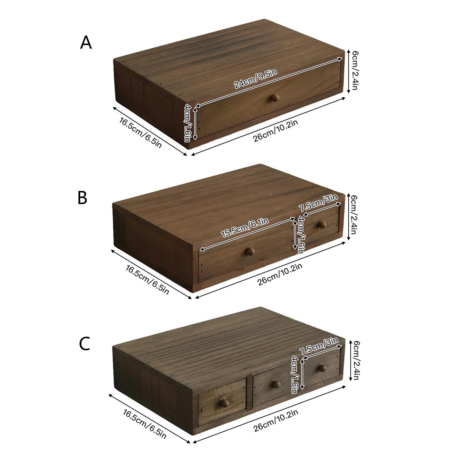 Generico Vassoio portaoggetti da scrivania in Legno per organizzare Accessori Scatola portaoggetti in Legno con cassetto per Gioielli cancelleria Pianificatore da Tavolo in Legno