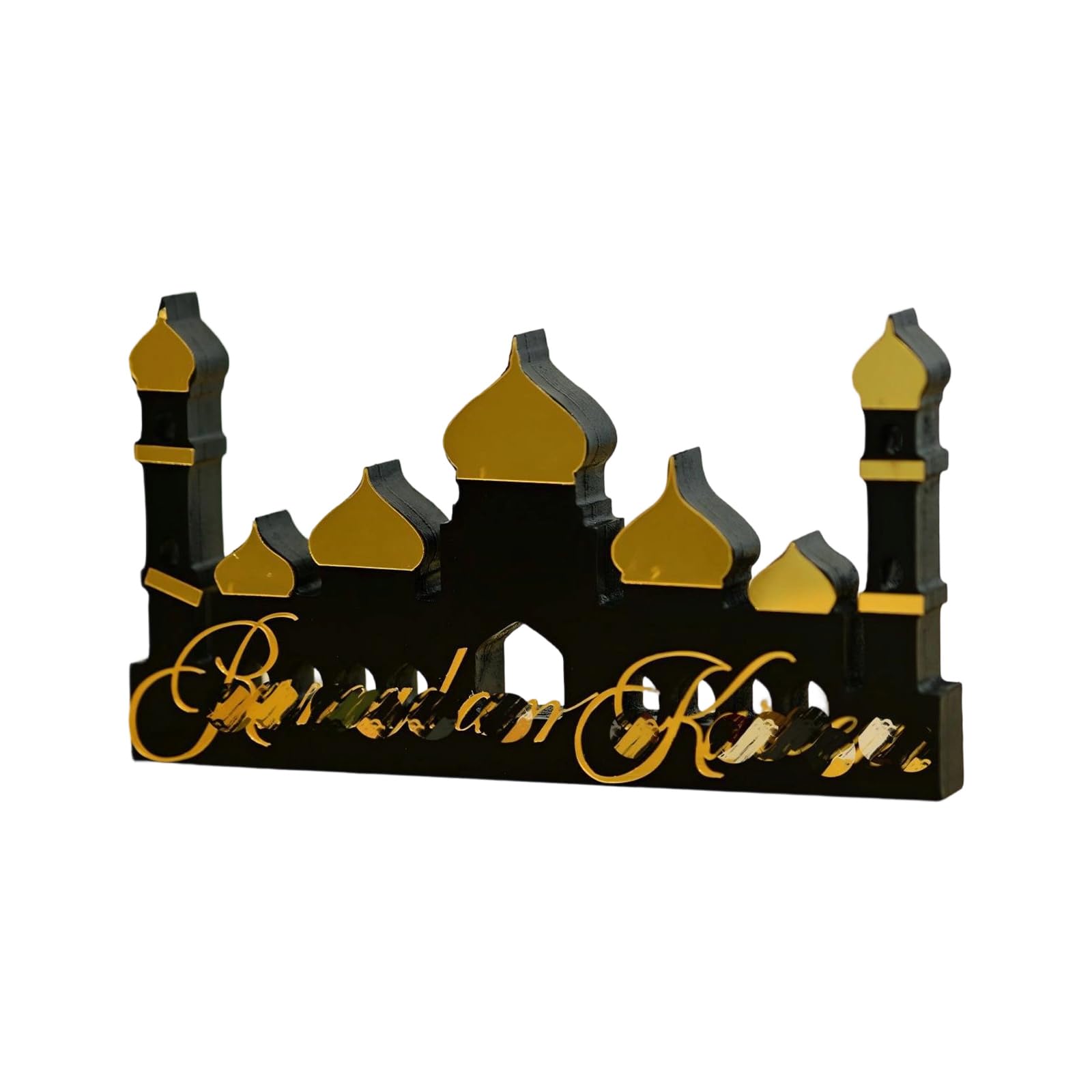 Elnwnnkc Eid Festival Decoration Wooden Building Ornament for Mantels Tabletop Windowsill Bookshelf Display Holiday Decoration Home Deck