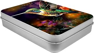 Metal Tin Box with Lid Small Storage,Humming Bird | Small metal tin box with lid for cards, cookies, tea, crafts and daily organization. Durable steel design with secure closure