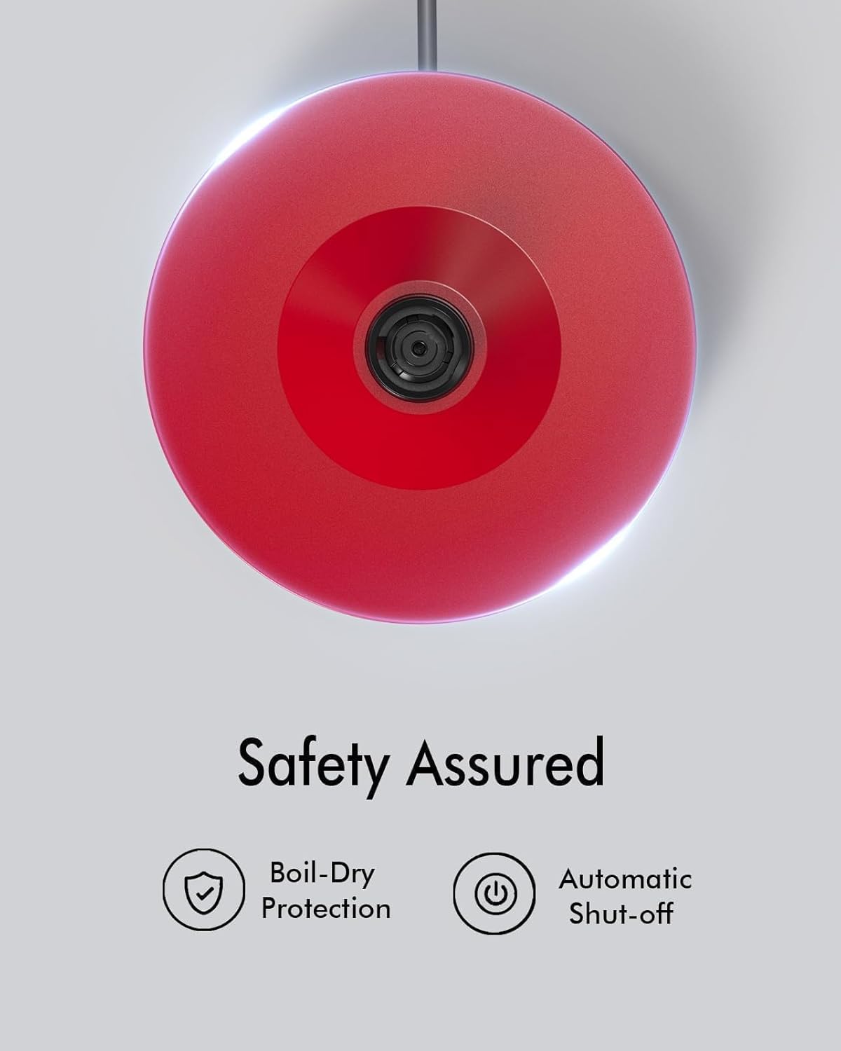 LONGDEEM kettle with LED indicator light illuminated