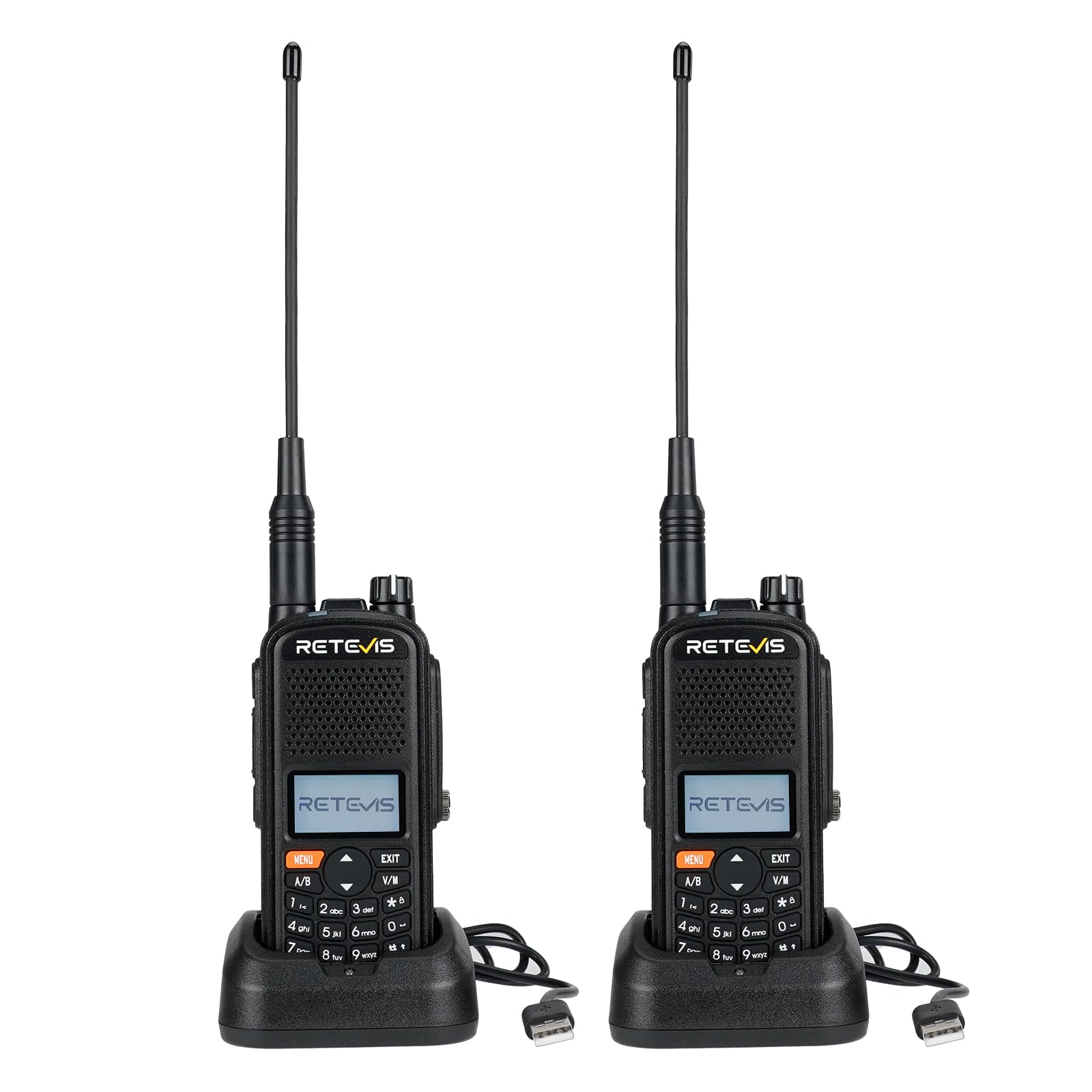 Retevis A61 Radios Amateurs, Radio Double Bande, Talkies Walkies Etanches IP67, Bande 2 m/70 cm/FM/AM, Batterie 2200 mAh, Sub PTT, Radios Bidirectionnelles de Chargement USB-C (2 Pièces)