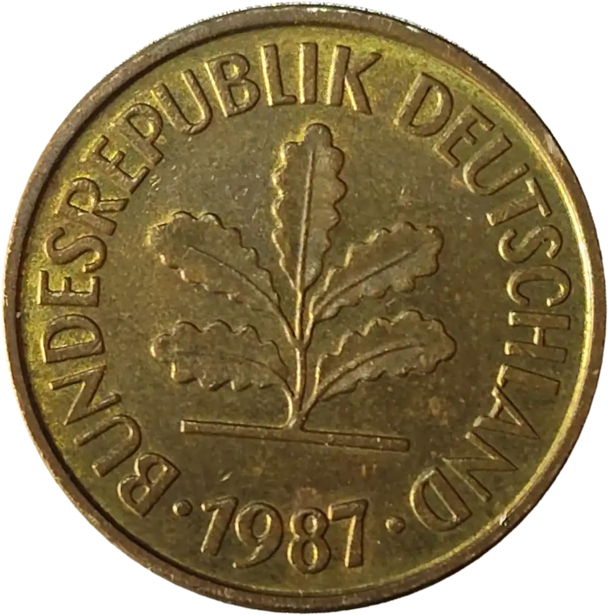 Moneta da Collezione Germania 5 Pfennig 1987, Bundesrepublik Deutschland, Moneta Vintage in Ottone