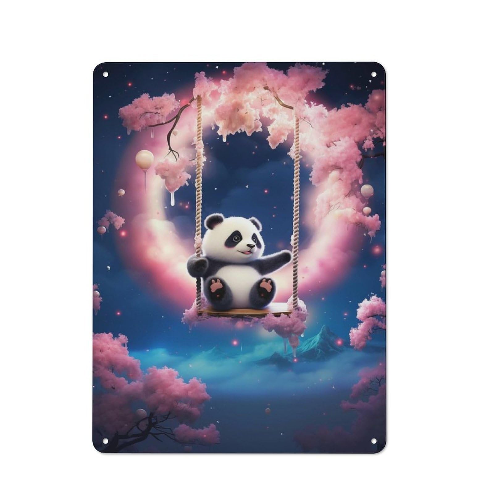 Junmoney Chilling Panda Vintage Tin Sign 40X30cm For Home Bar Wall, For Collectors Of Vintage Metal Wall Decor