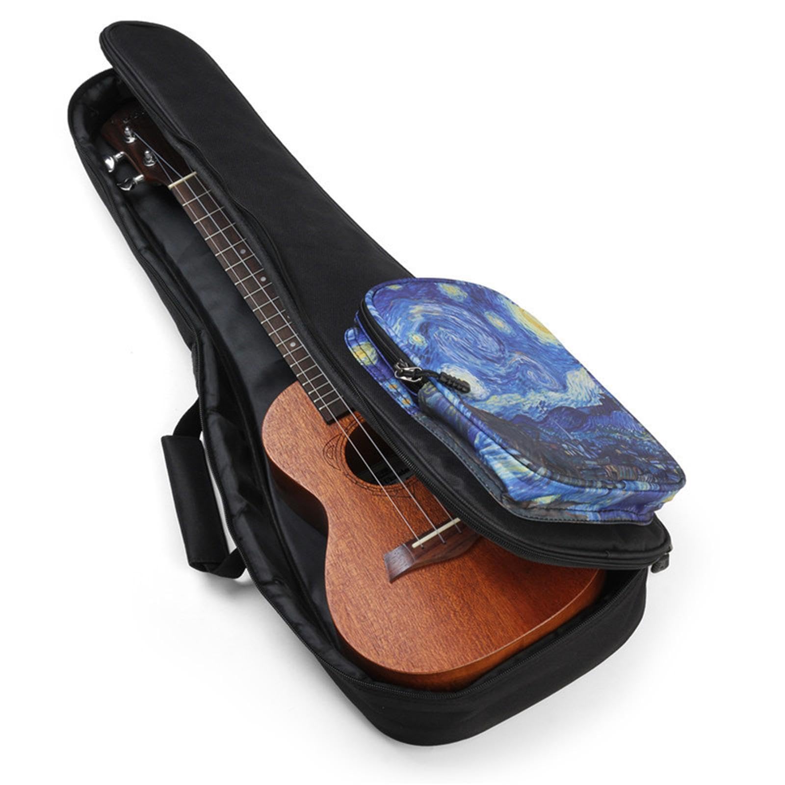 Ukulele Tragetasche mit Rucksackfunktion Und Zubehörfach für Musikunterricht Im Freien, 26inch