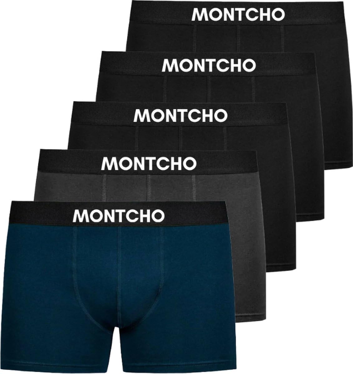 MONTCHO Boxershorts voor heren, biologisch katoen, retroshorts, herenondergoed, comfortabele trunks, 5 x wit., XL