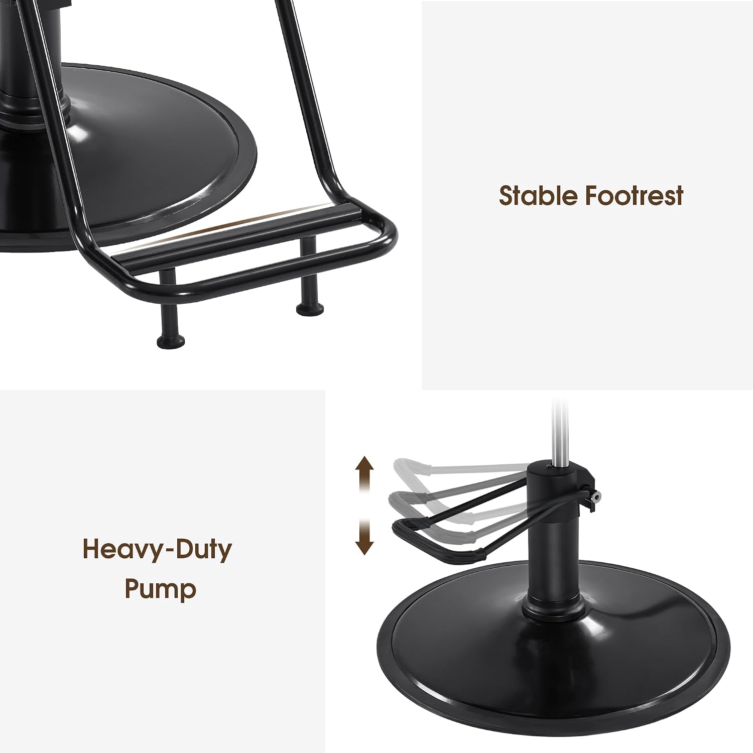 BarberPub Hydraulic Salon Chair, 360° Swivel Classic Modern Hair Styling Barber Chair, All Black Curved Wooden Hair Cutting Salon Beauty Spa Equipment 8517 (Black)