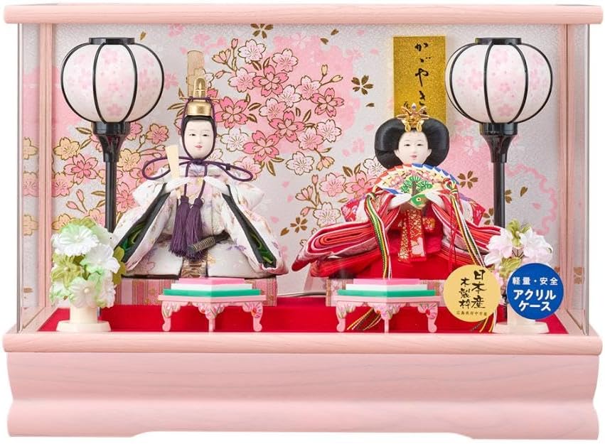 藤翁作 雛人形親王飾り半円形アクリルケース 間口約50×奥行約28×高