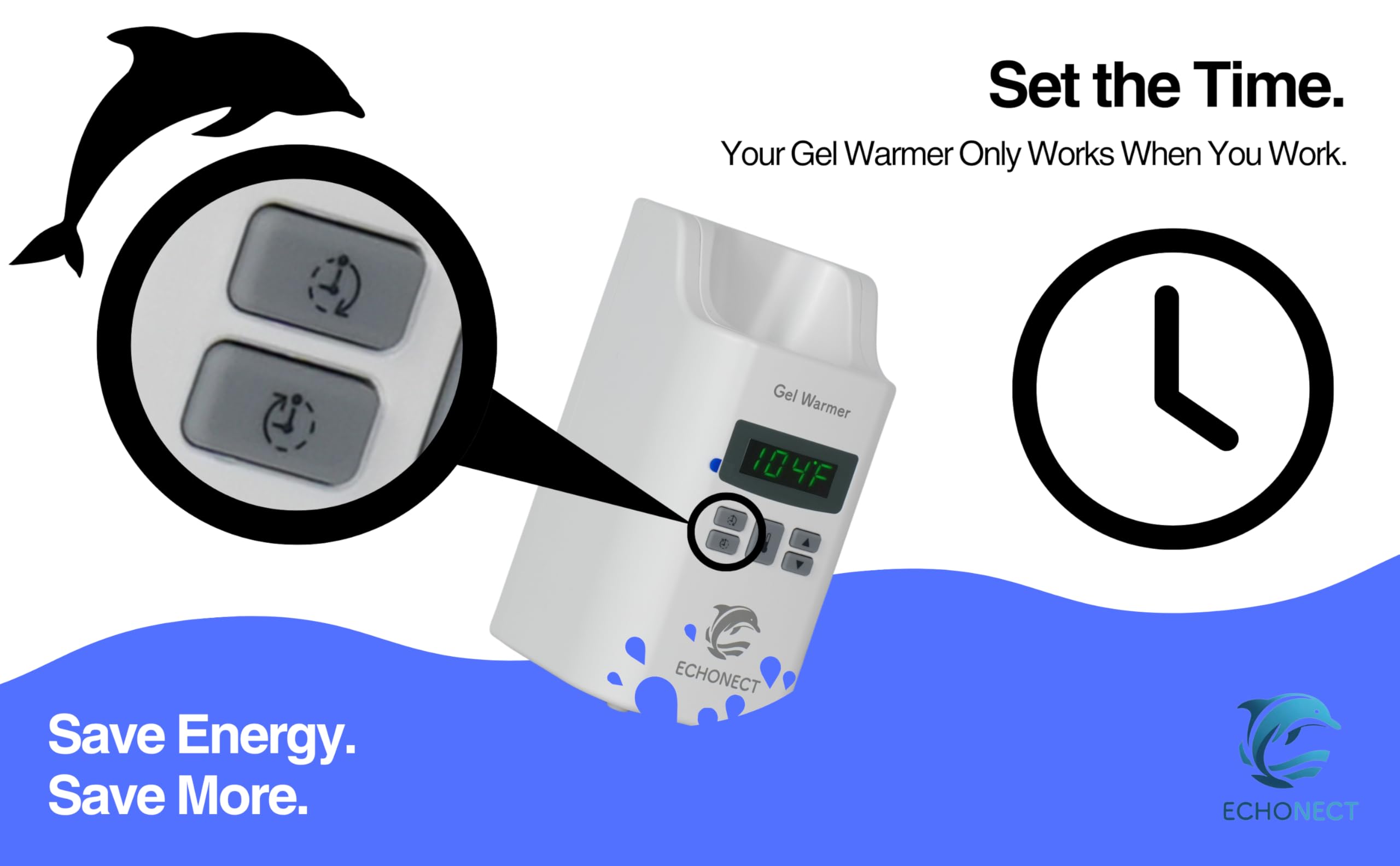 Scaldabagno a gel con display digitale, temperatura regolabile e timer. Perfetto per gel ad ultrasuoni, crema da massaggio e olio, montaggio a parete o autoportante