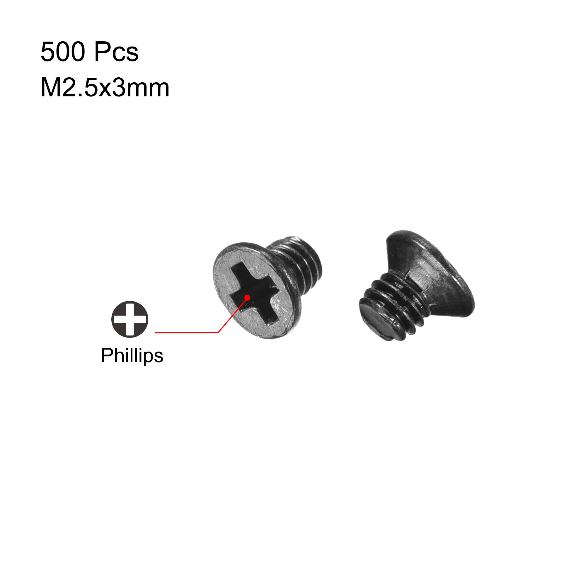 M2.5 x 3mm Phillips Screws - 500 Pack -2 M2.5 x 3mm Phillips Screws - 500 Pack -2