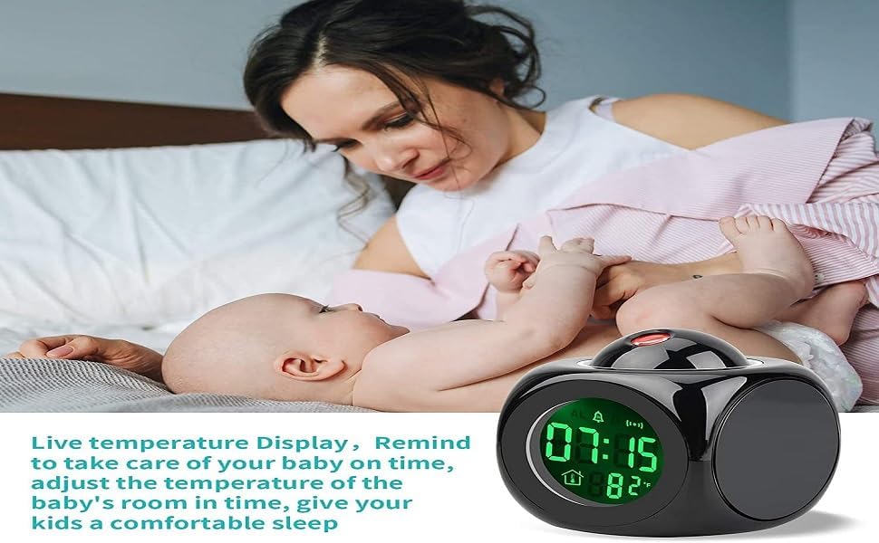 Image of Plastic Digital LCD Projector Alarm Clock Wall Projection, Voice, Weather Station, LED Temperature and Wake Up Projector for Bedroom & Students(Projection Clock)