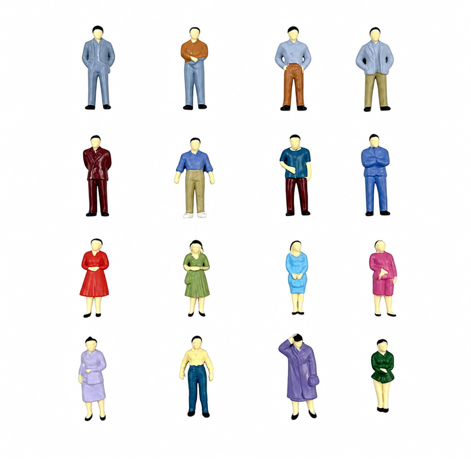 Domefahaso 50 Pcs 1:50 Scale Miniature People Figures, Model Figures in Various Poses for Architectural Models, Train Layouts, Dioramas & Landscape Models