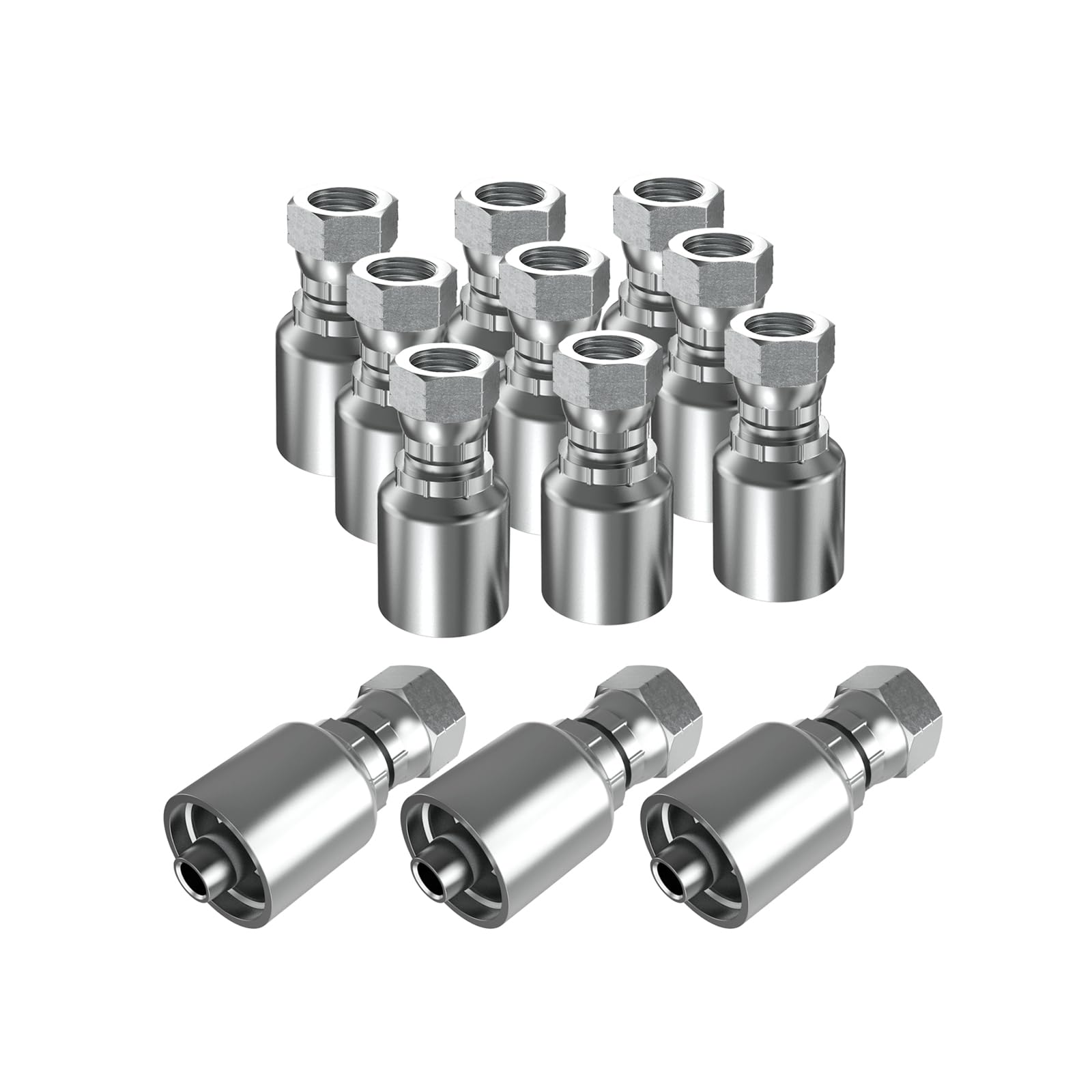 12PCS 1/4" JIC 37° Female Hydraulic Hose Fittings, Hydraulic Hose Crimp Fitting Ends for Air Hose Repair Kit