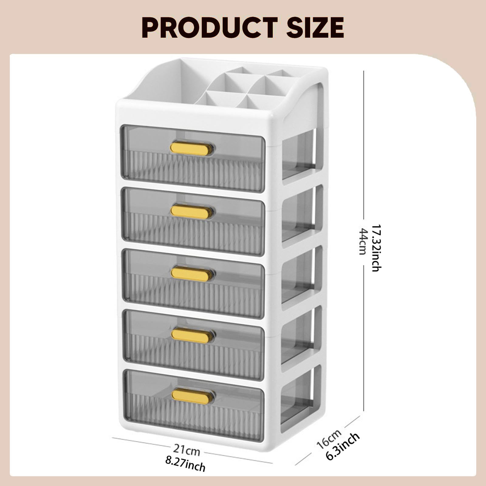 Organizzatore Da Scrivania con Cassetti, Organizer per Trucchi, Scatola Portaoggetti Da Scrivania, Scomparto Organizer Da Scrivania, Espandibi, 5 Livelli Bianchi