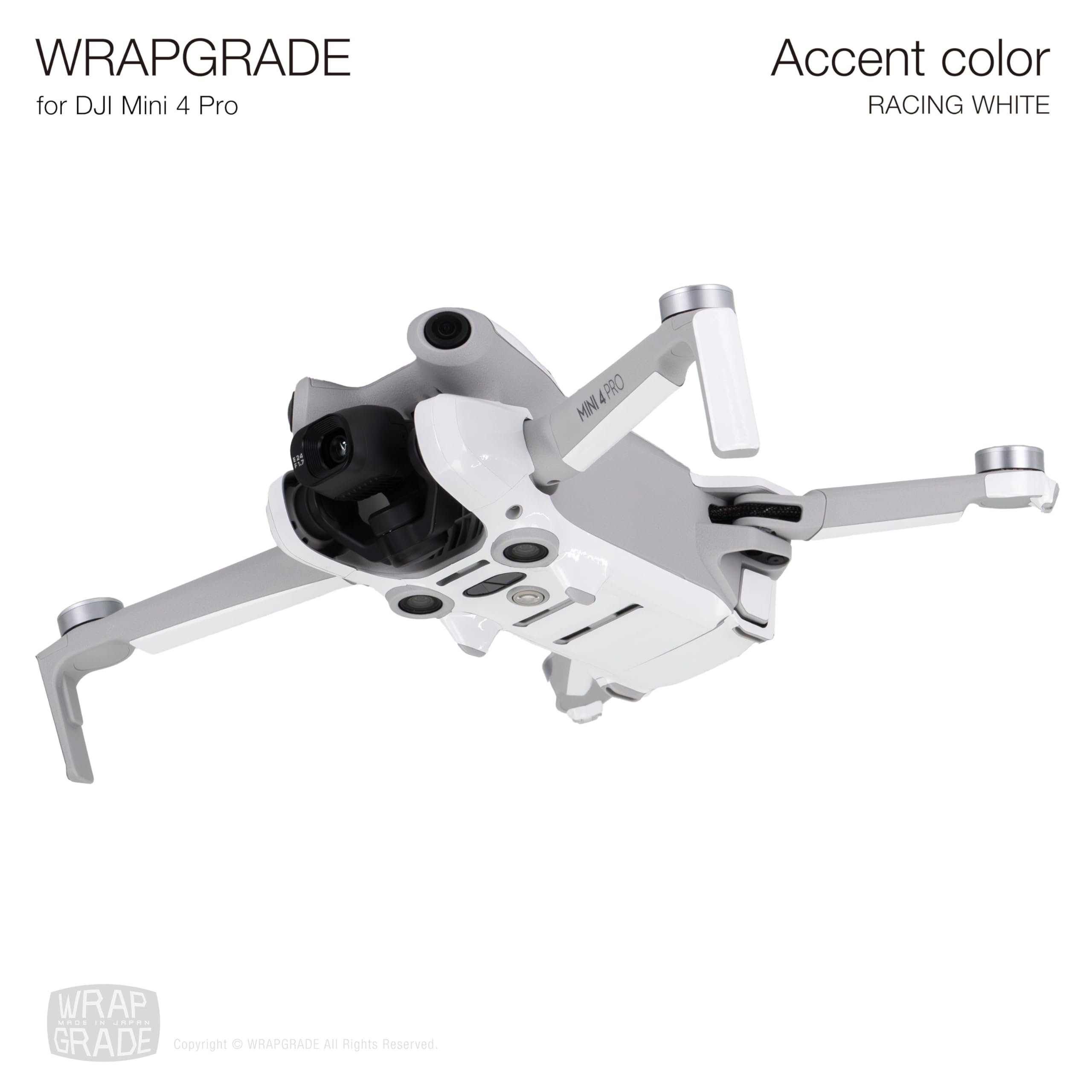 WRAPGRADE Skin Stickers Compatible with DJI Mini 4 Pro, Racing White - Image 4