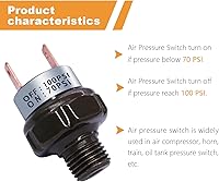 Vista 4 de mankk Interruptor de presión de aire 70-100 PSI Rosca 1/8 "NPT 24V 12V DC Compresor de aire Interruptor de presión para tren de bocina de aire
