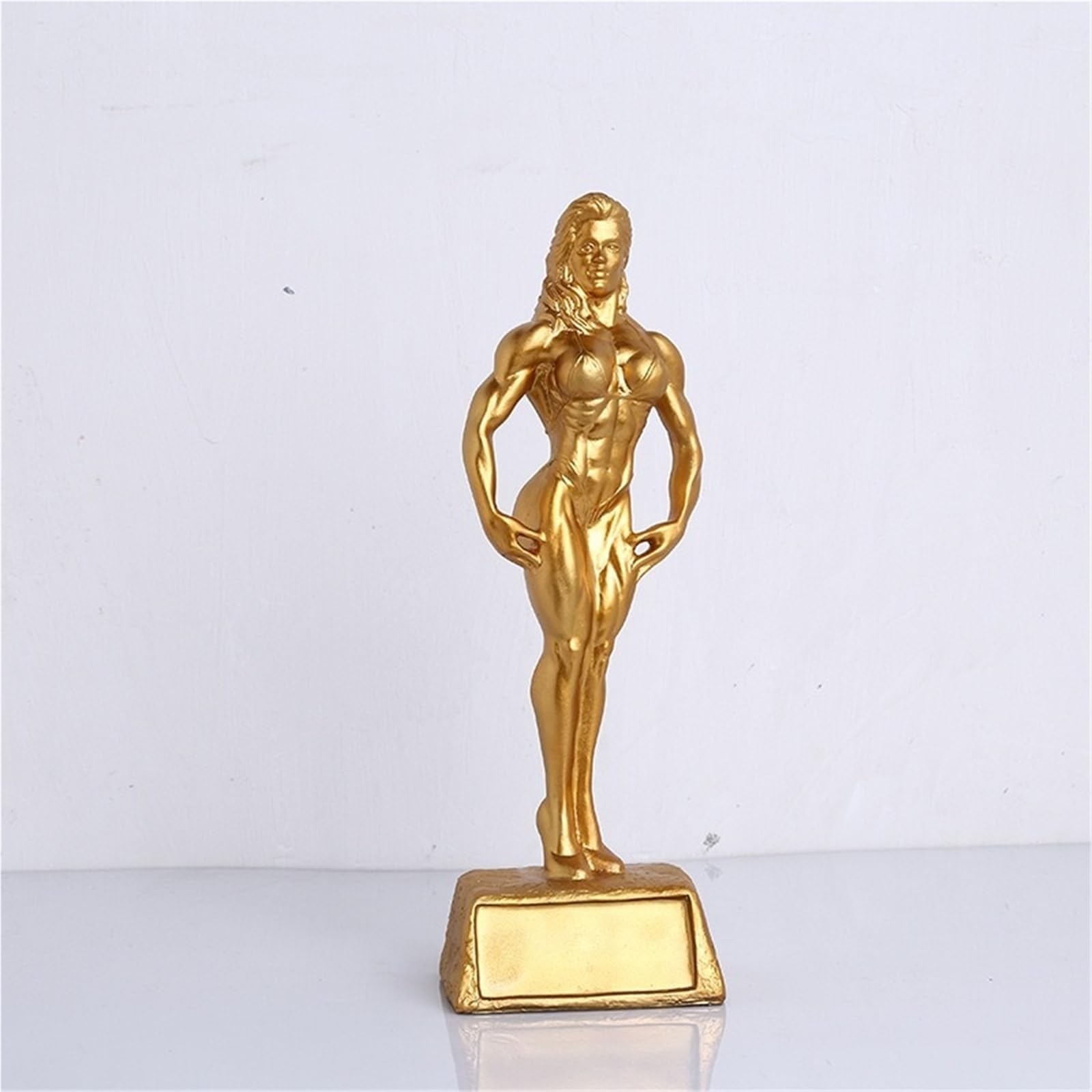Regalos de inauguración Escultura Deportiva, estatuas artesanales de Fitness, Ornamento, Figura Resina competición, Trofeo Decoración única(Gold)