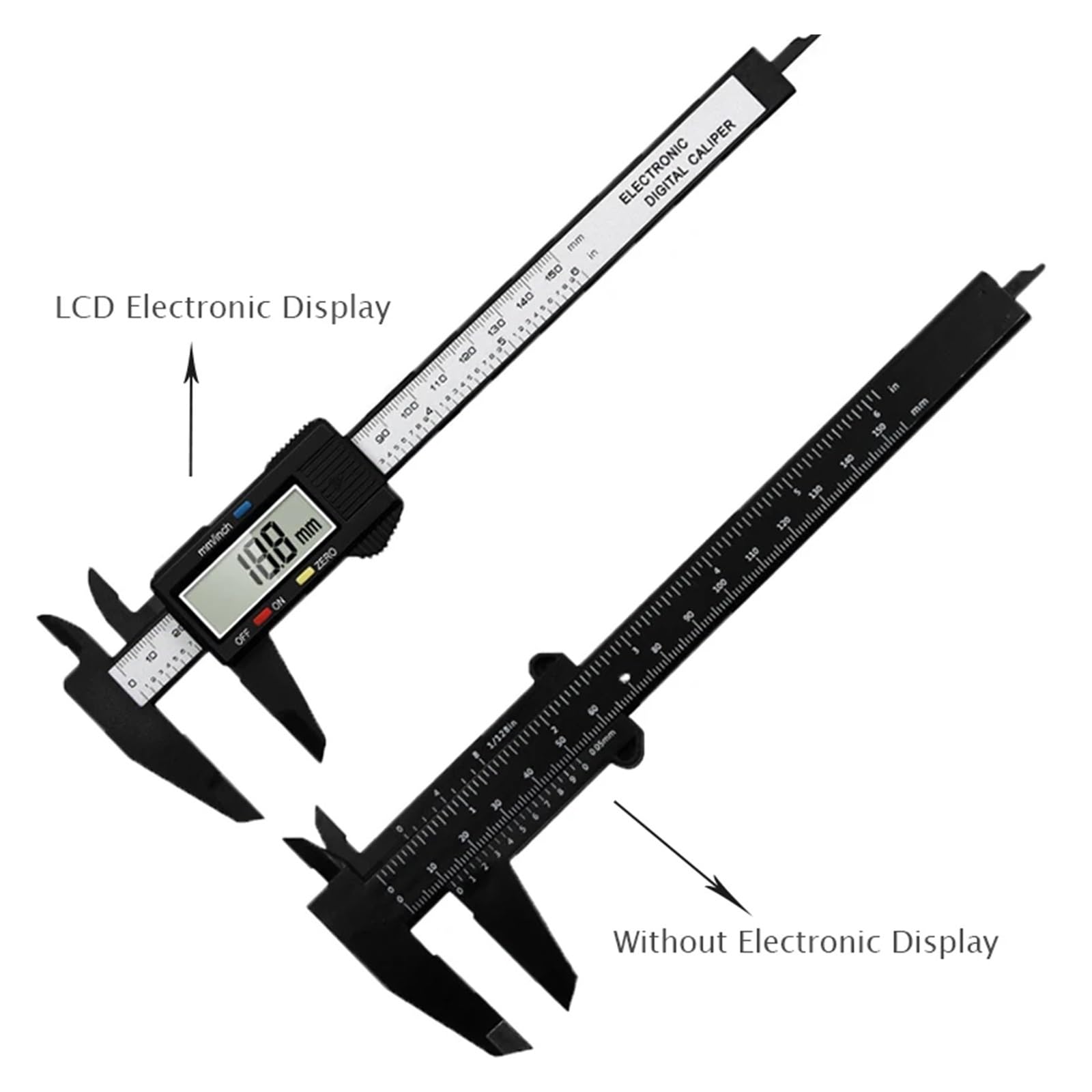 Calibro Digitale a nonio 0-150mm, Strumento di misurazione elettronico in Fibra di Carbonio, Righello micrometro per Officina Meccanica