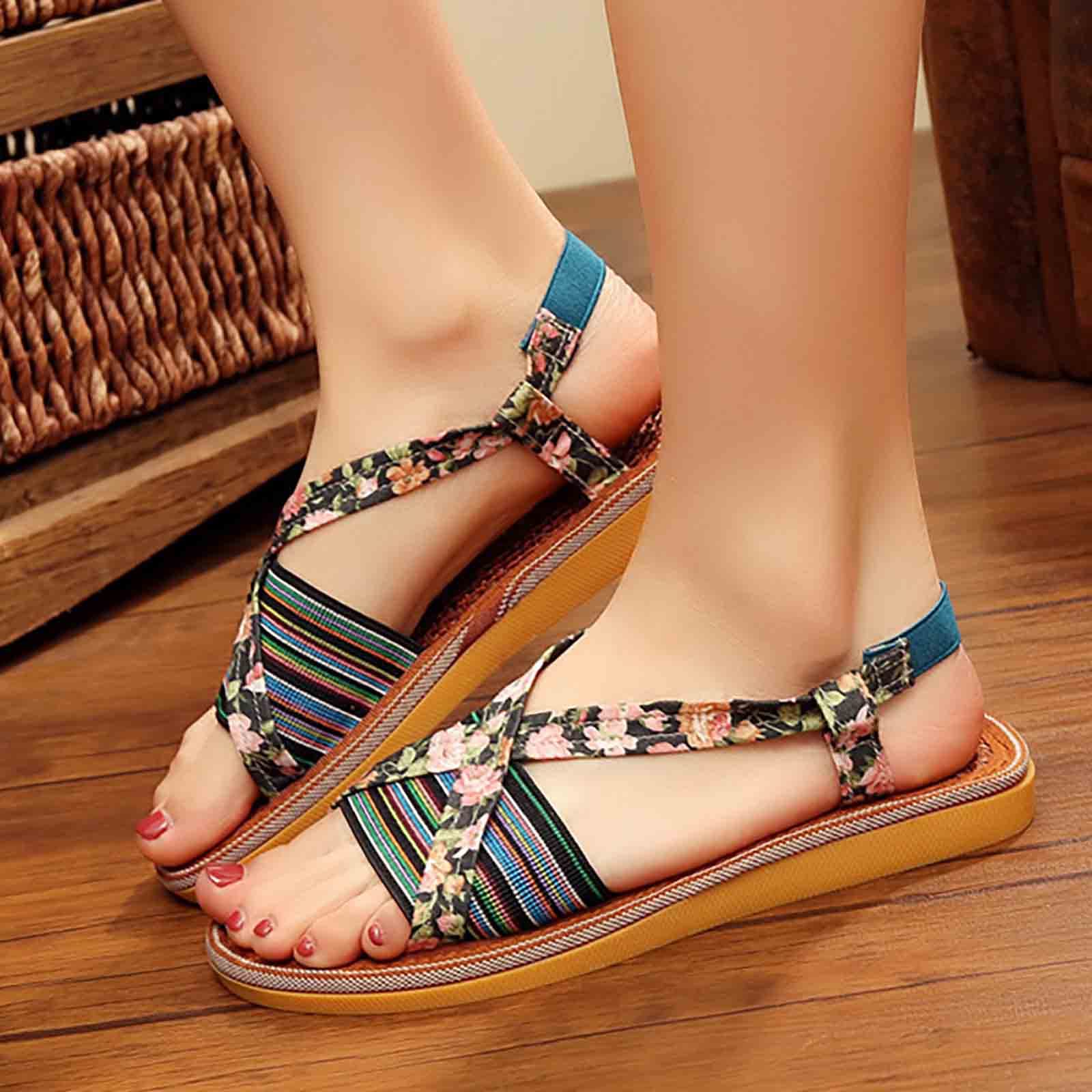 Sandali da Donna Appartamenti Estivi Pantofole Piatte Casual Scarpe da Spiaggia Comode Scarpe da Passeggio Casual