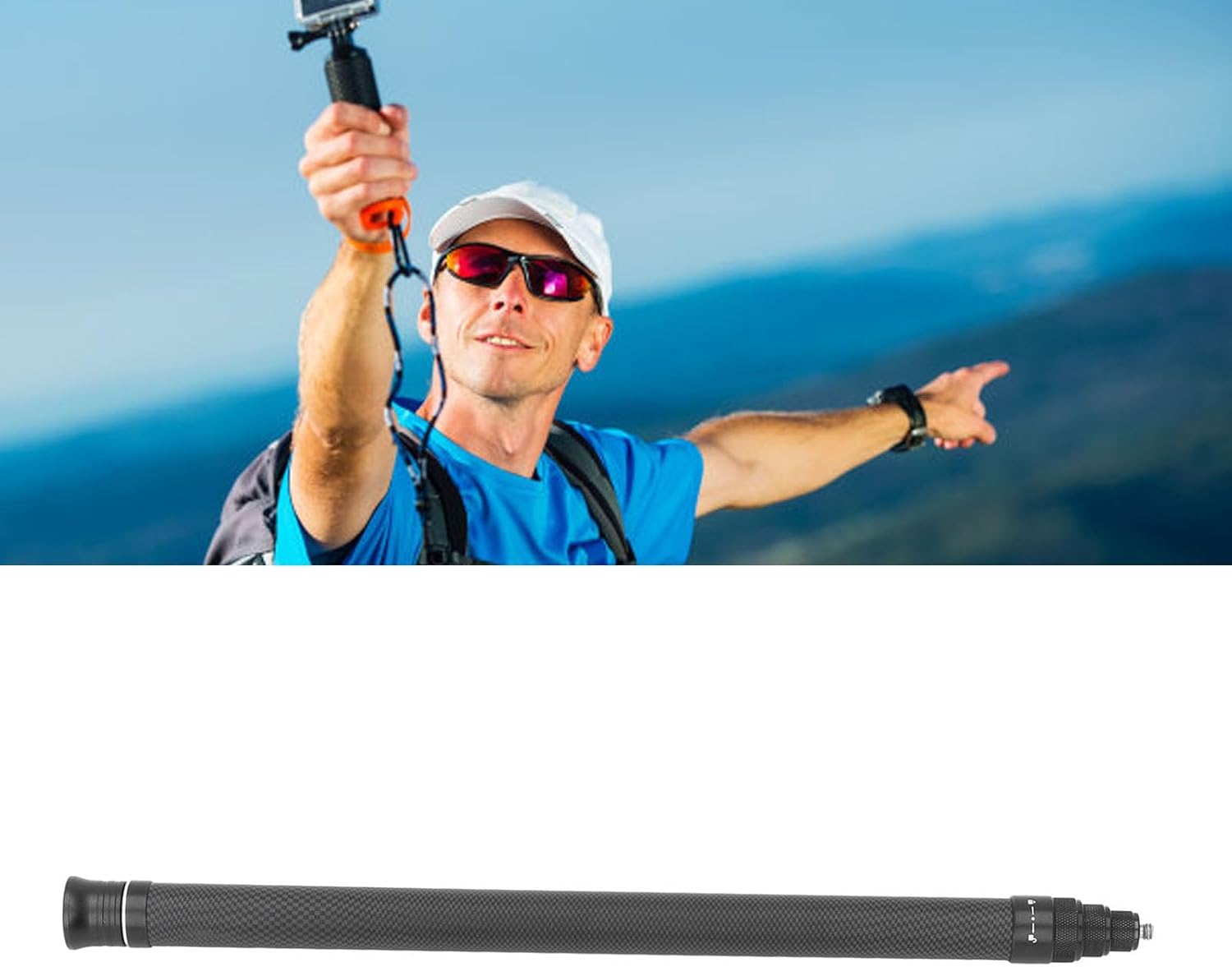 1.5M Invisible Selfie Stick, 7 Section Carbon Fiber Extended Super Long Pole Professional Action Camera Selfie Stick Tripod for Insta 360X3 ONE RS 3 ONE X2 ONE R ONE X