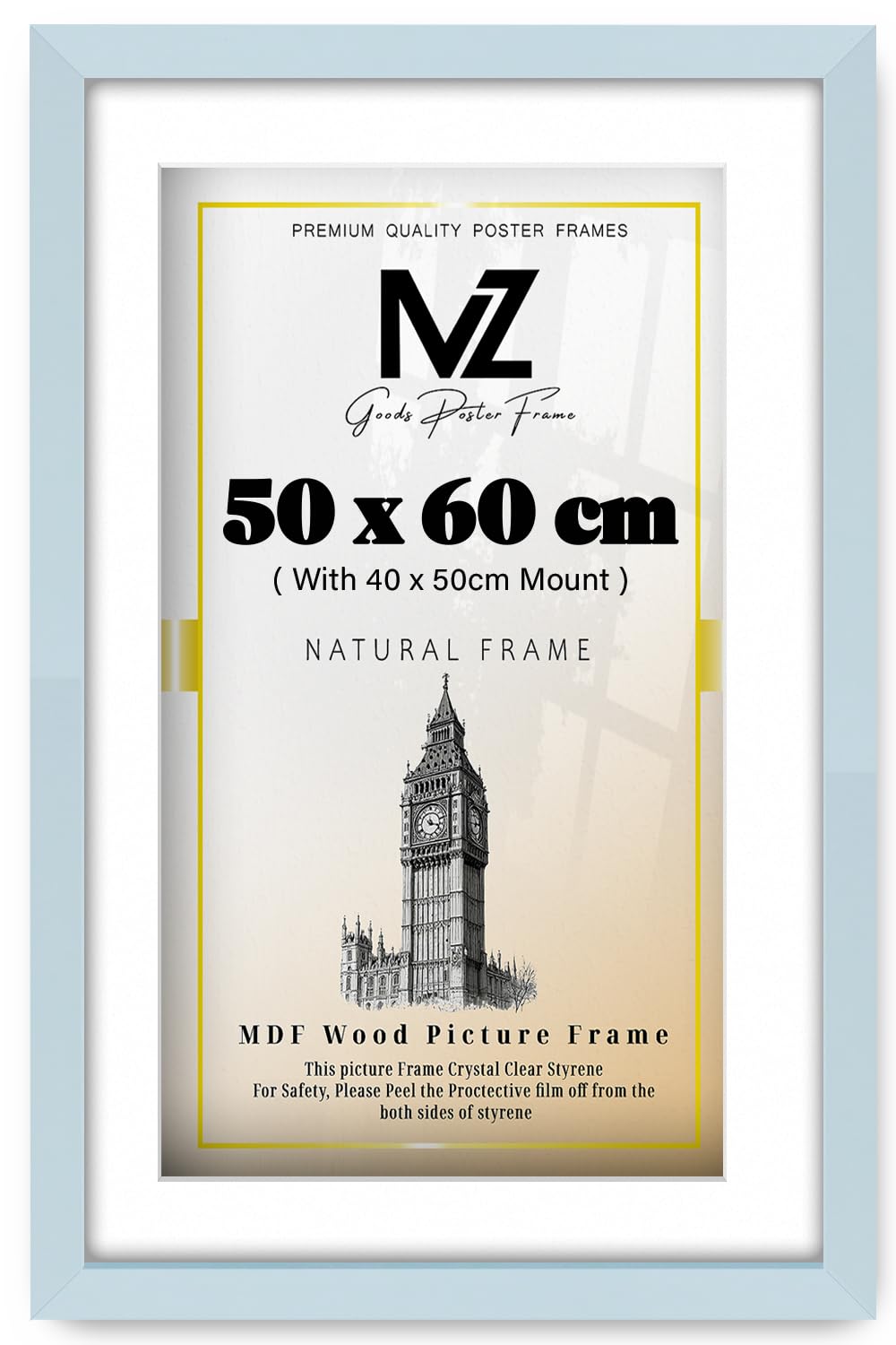MZ GOODS | MDF Premium Wall Hanging Frame (50 x 60 cm) With (19.68 x 15.74 Inch) White Mount Engineered Wood | 24X20 Inch Certificate, Painting, Professional Display [ Light Grey ]