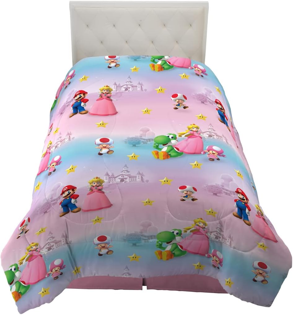 Franco Super Mario Girl's Princess Peach Bedding Super Soft Microfiber ...