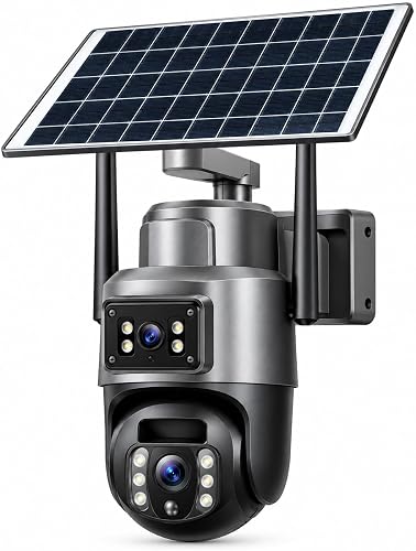 Solar Powered Dual Lens Outdoor PTZ Security Camera, WiFi