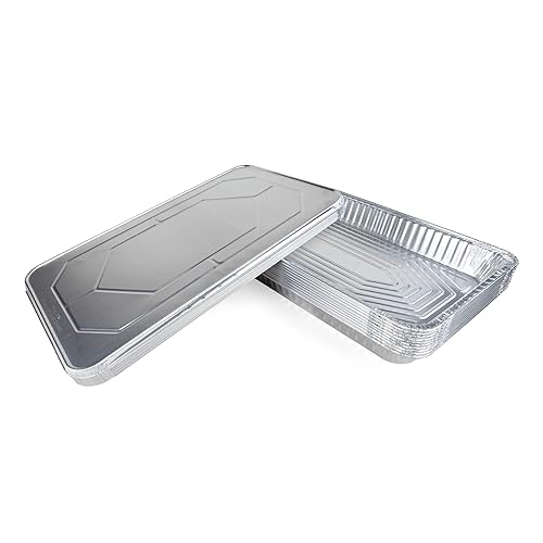 Miniatura 7 de IDL Packaging Sartenes de aluminio para mesa de vapor de tamaño completo con tapas, medianos, 21 x 13 x 2.25 pulgadas (paquete de 25)  Sartén
