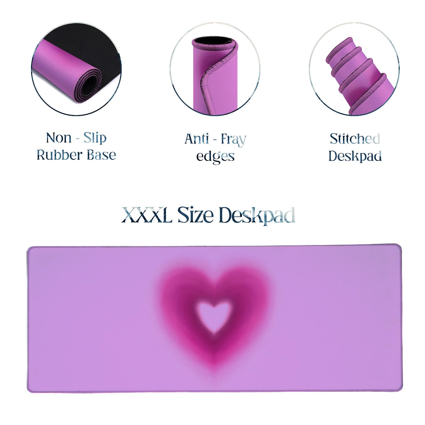 SoulAbiti Gentle Love Tunnel Extended Desk Pad (36x14 Inch) - Pastel Melts XXL Mouse Pad - Non-Slip Rubber Base & Stitched Edges 3