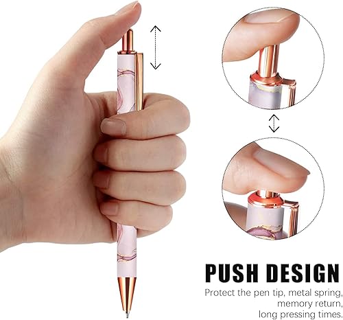 Miniatura 2 de Muenjxh 5 bolígrafos de clic con patrón de metal retráctil, reutilizable, de 0.039 pulgadas, mediano, para oficina y escuela (teñido anudado
