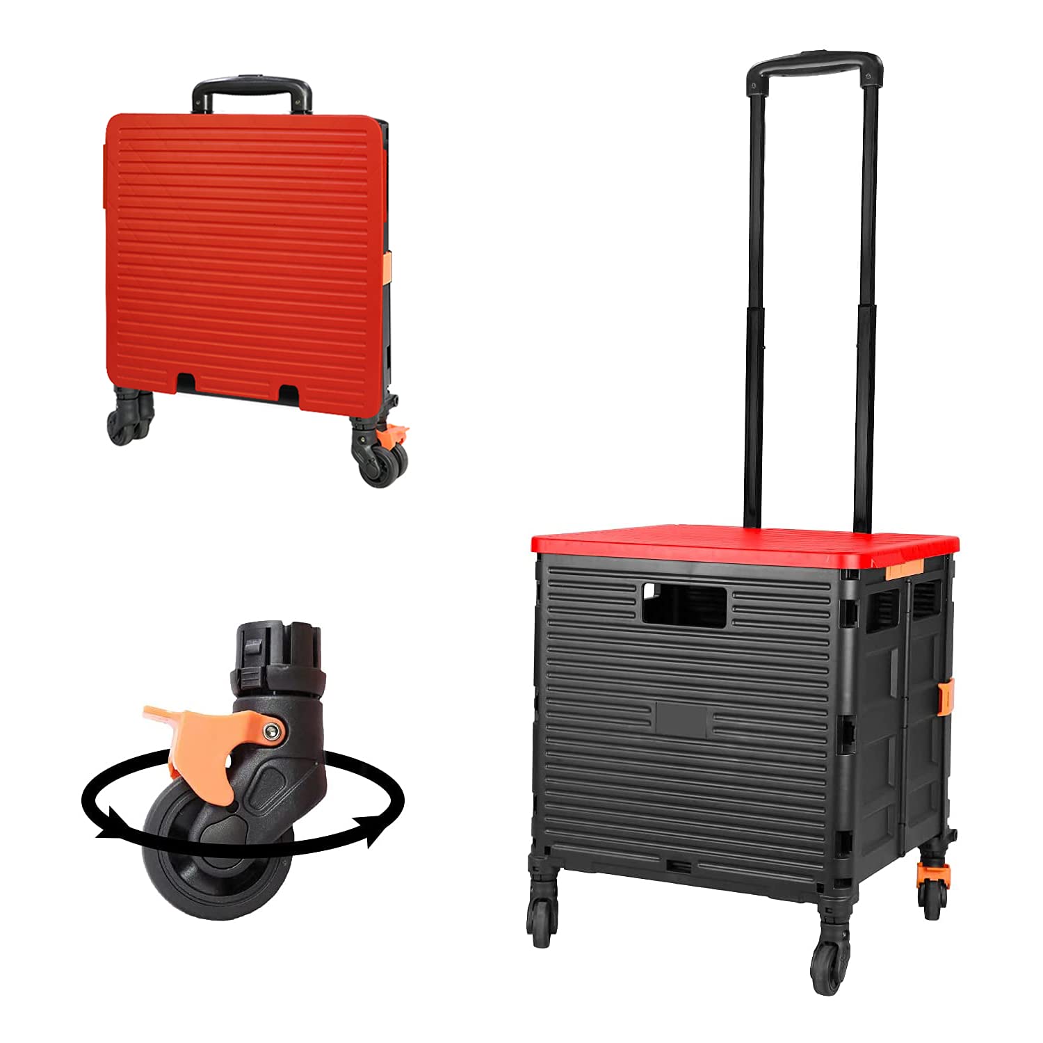 SWANEW Carrello Della Spesa Pieghevole A 6 Ruote Carrello Portatile Pieghevole In Alluminio Con Montascale Per Carichi Pesanti 40 Litri 83797604 - Foto 7