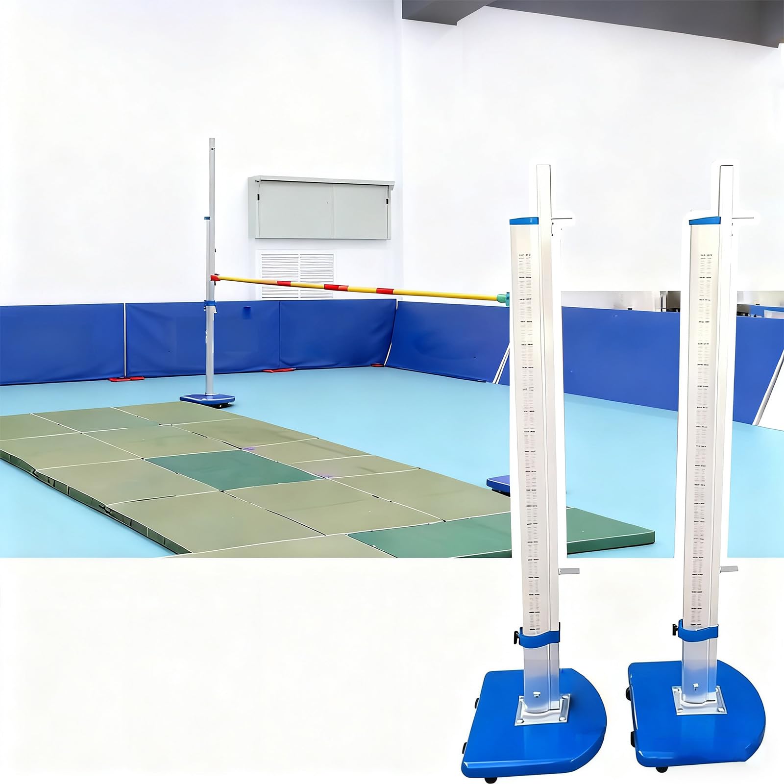 High Jump Standards, High School Portable High Jump Training Equipment for Track and Field, Moveable Aluminum Posts with Centimeter Scale