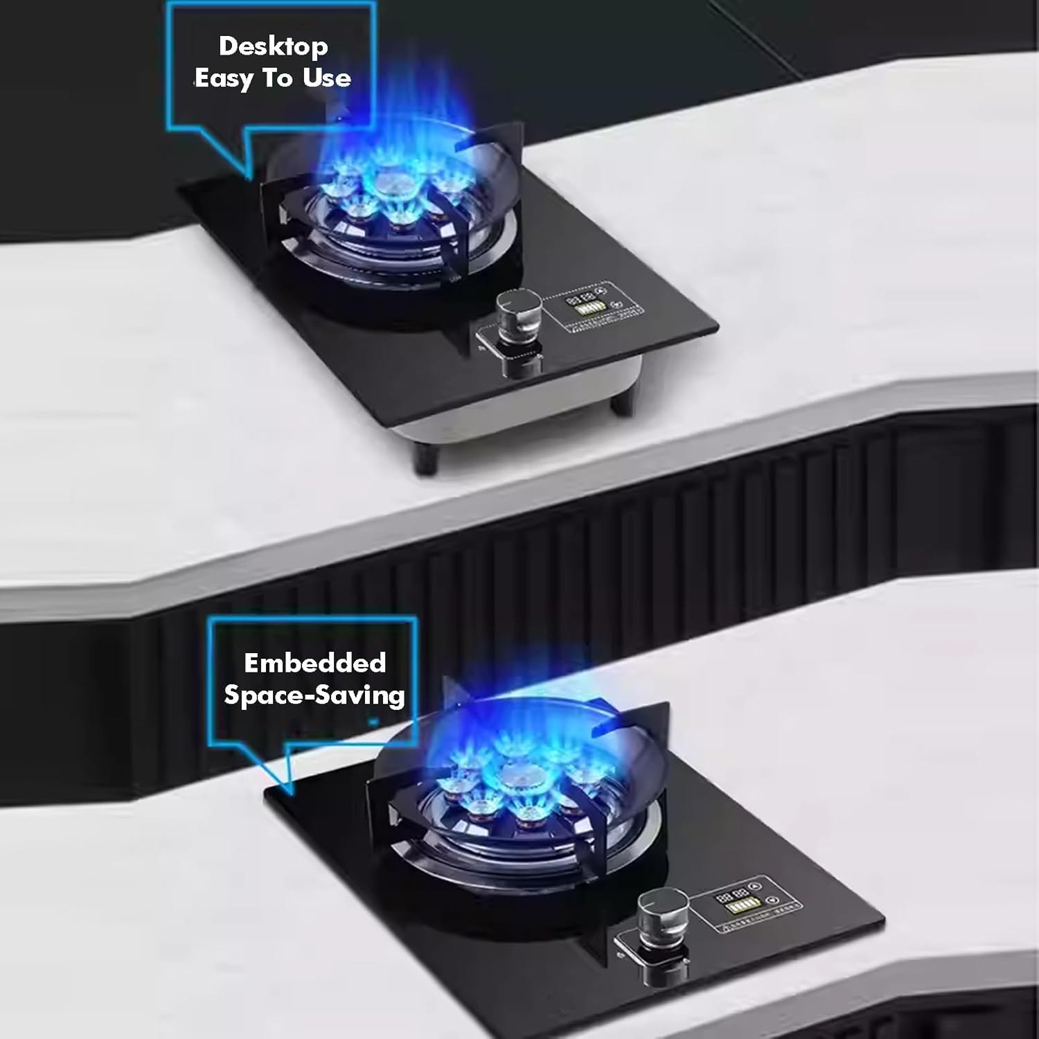 Gas Stove 1 Burner,Outdoor/Indoor Portable Cooktop,5.2W 9-cavity High-fire Timer,with Flameout Protection,for Backyard Kitchen Camping Grill(NG)