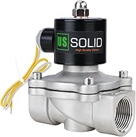 U.S. Solid 1" Stainless Steel Solenoid Valve 110V AC Normally Closed - Air Water Fuel 12 GPM VITON Seal USS2-00011