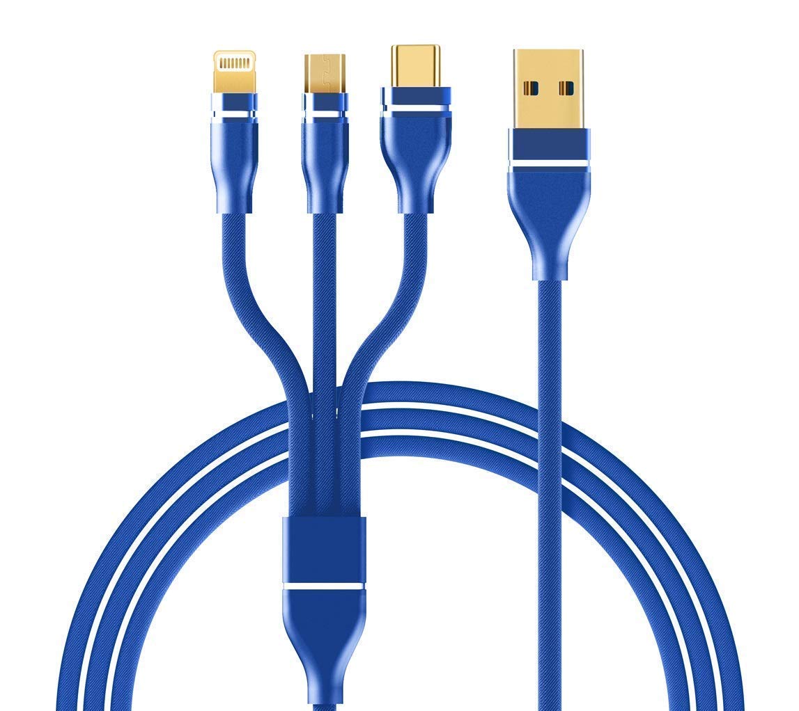 King Shine Multi Charging Cable | Braided Unbreakable 3 in 1 Nylon Charging Cable with Type C, iOS and Micro USB Connectors (B08RSDNN3S) Amazon Price History, Amazon Price Tracker