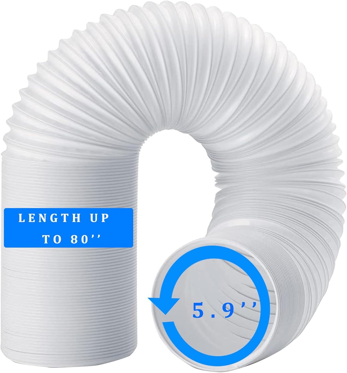 NWESTUN Portable Air Conditioner Hose, Length up to About 80", Anti-Clockwise Thread, AC Hose with 5.9" Diameter, Exhaust Hose for Portable Air Conditioner