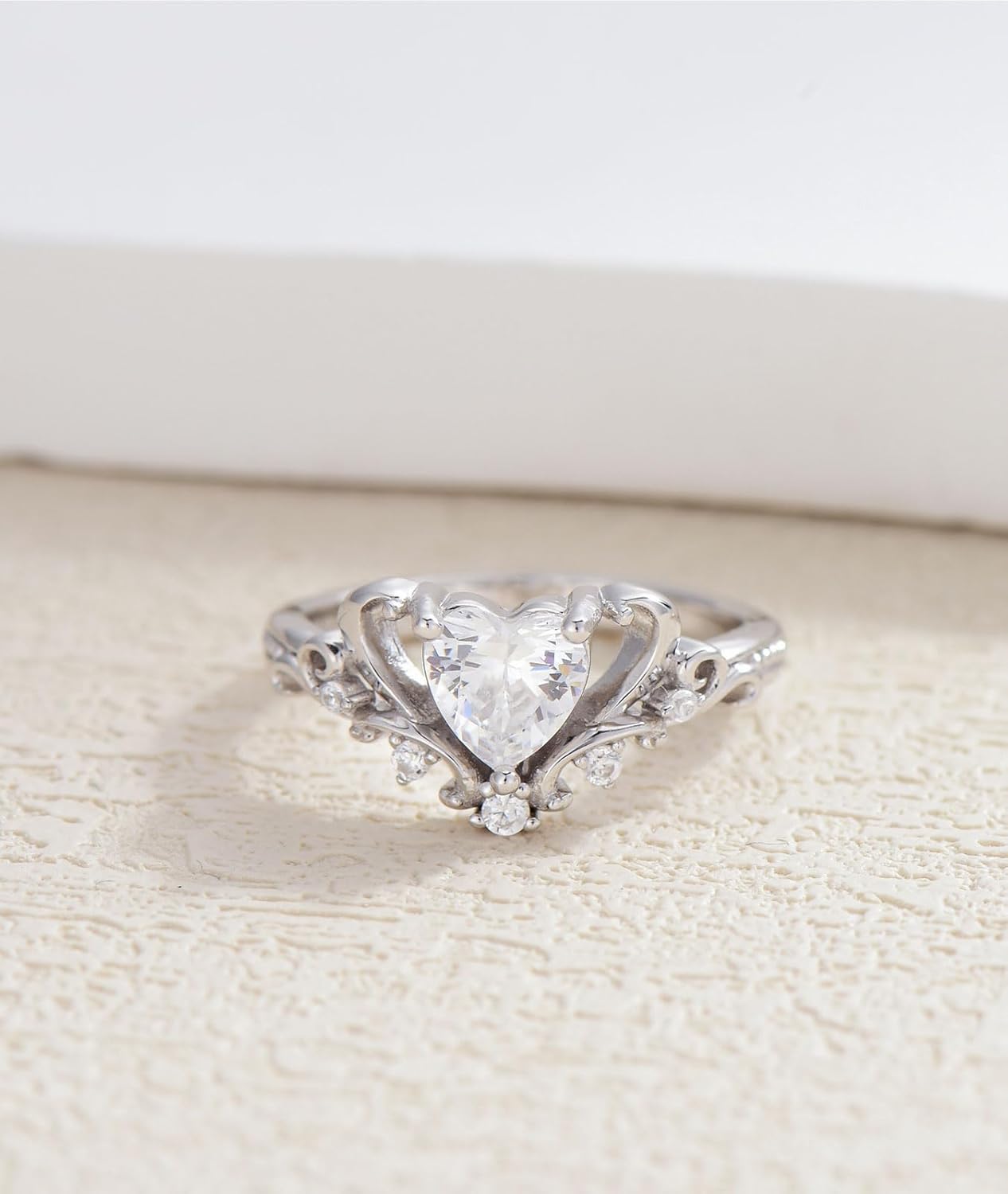 1 Carat Heart Shaped Moissanite Engagement Ring D Color VVS Clarity 18K Gold Plated 925 Sterling Silver Vintage Moissanite Rings - Image 4