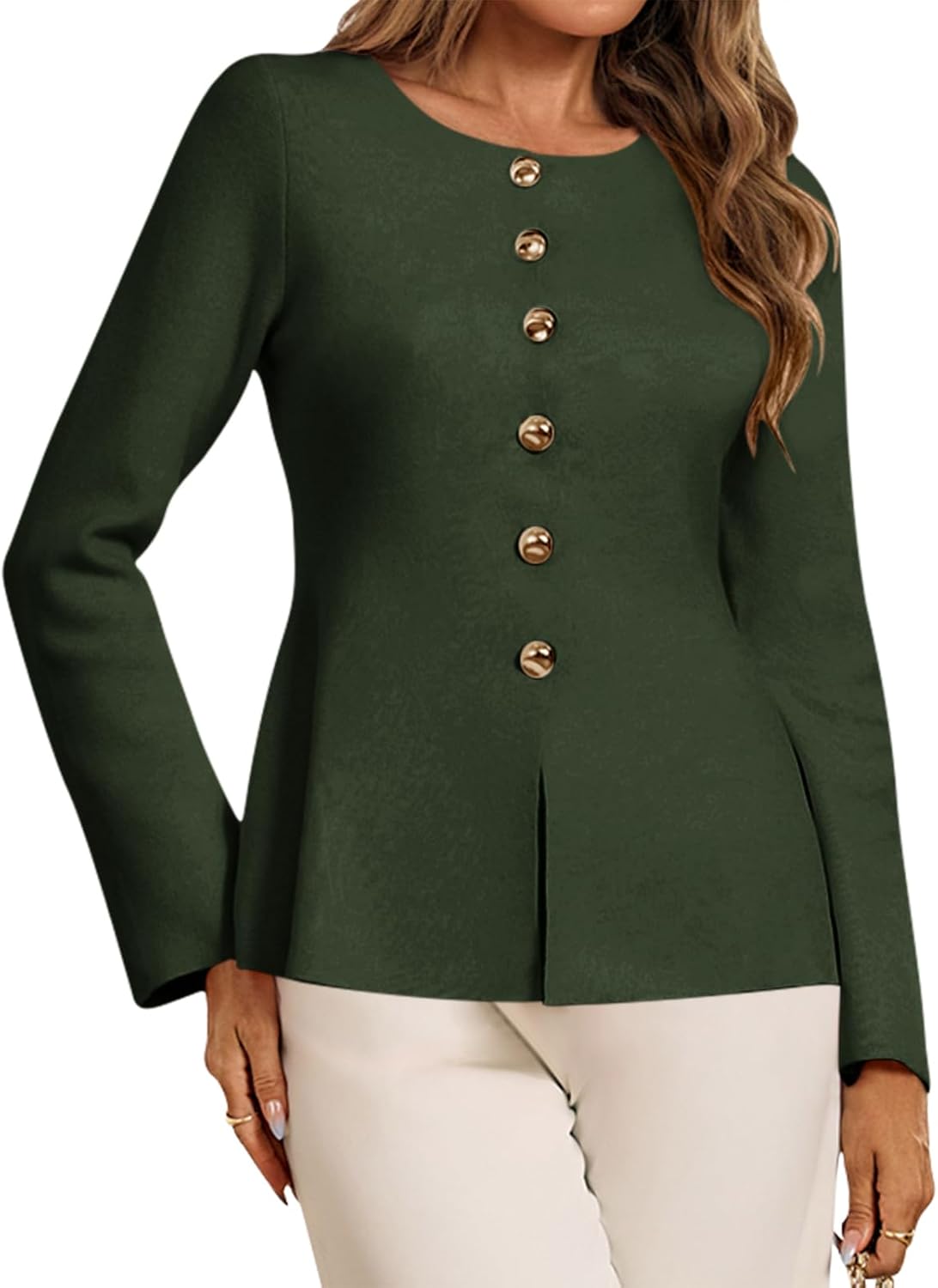 Cicy Bell Womens Button Up Cardigan Sweaters Lightweight Long Sleeve Knit Tops Business Casual Round Neck Fitted Jacket - Image 2