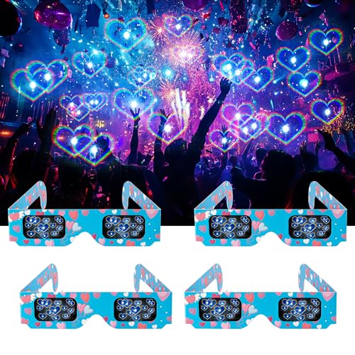 DAHAKII 12 Packs 3D Heart Glasses 3D Diffraction Glasses Holographic Imagies -Transform Lights into Magical