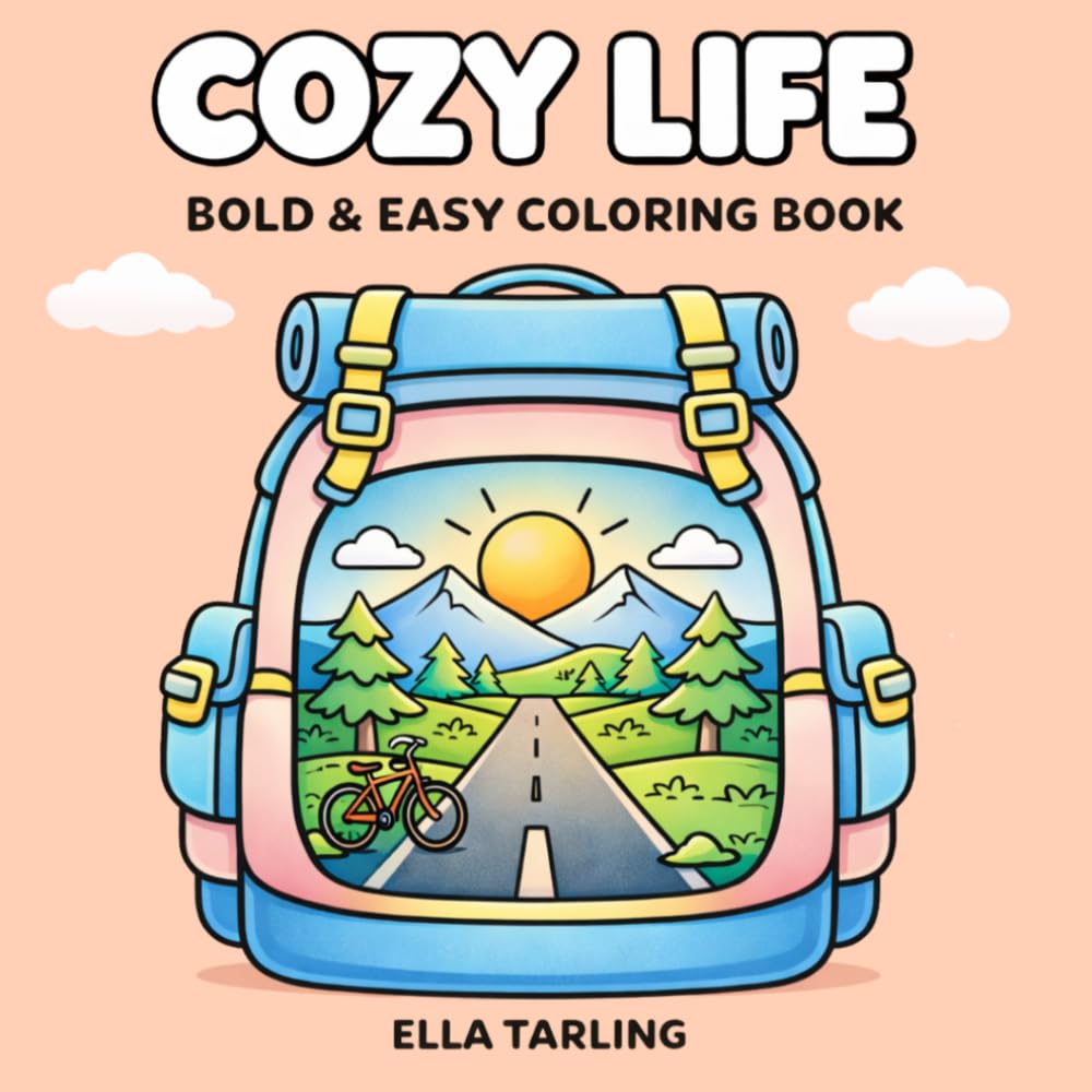 Cozy Life - Bold & Easy Coloring Book with Cute & Relaxing Everyday Moments for Kids & Adults