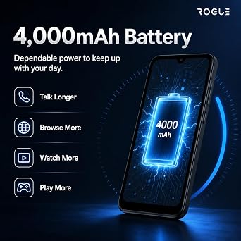 Rogue R67S Unlocked 4G LTE Smartphone, 6.8-Inch HD+, Android 15 Go | 3GB RAM, 32GB Storage and Removable 4,000mAh Battery