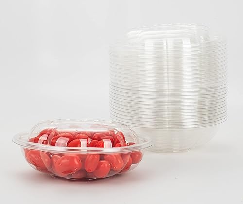 GOLDEN APPLE, Cuencos cuadrados desechables de plástico (32oz-10sets) con tapas, recipientes de ensalada desechables de plástico transparente