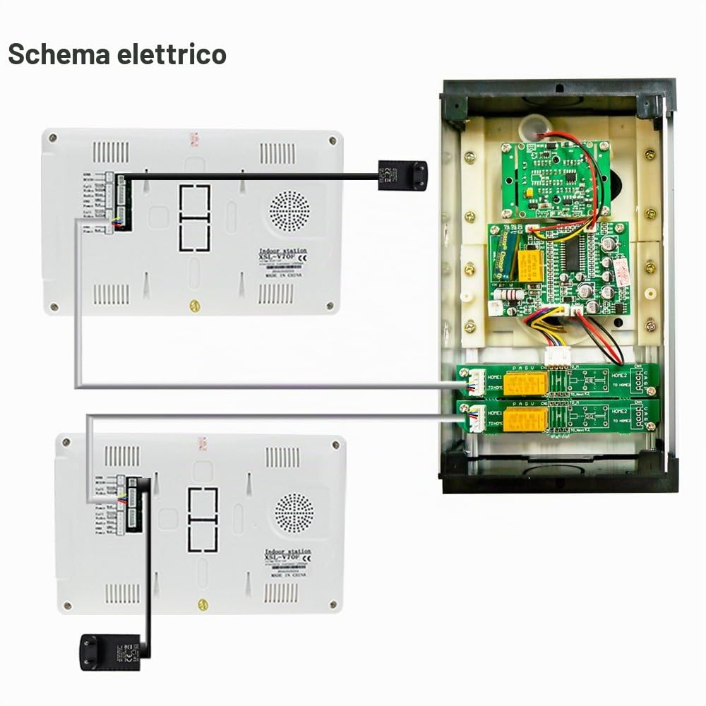 7 '' LCD Color Wired Videocitofono Kit 700TVL IR COMS Visione notturna Telecamera esterna Campanello per multi 2 appartamenti/famiglia/casa Monitor bianchi 100 metri