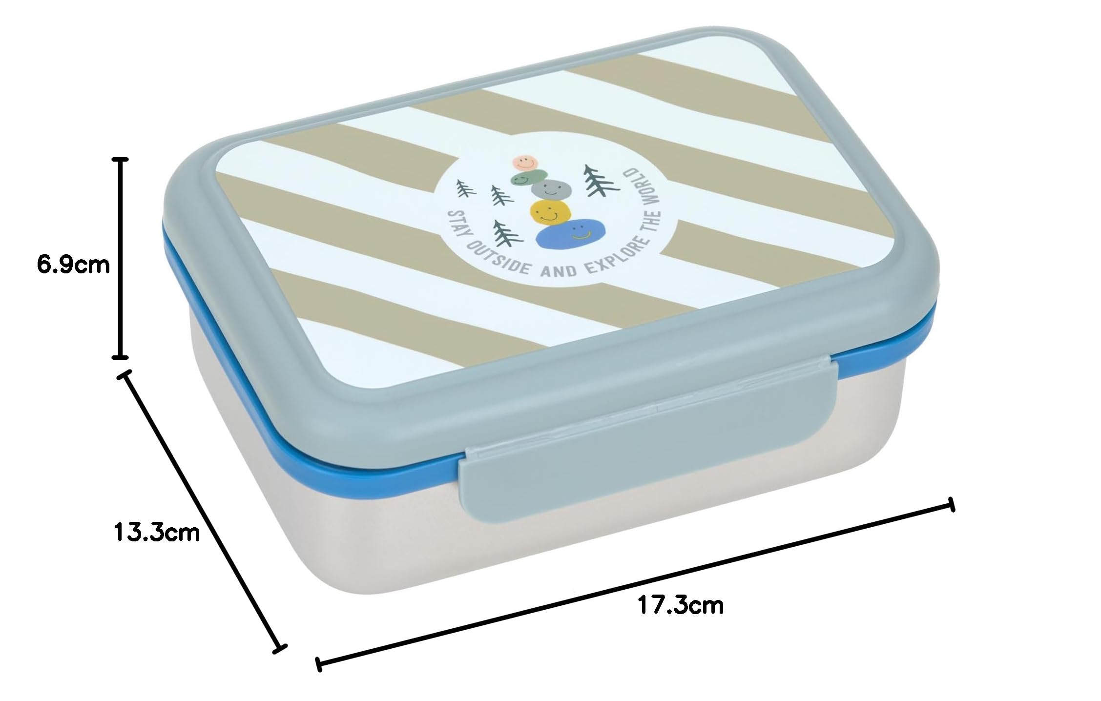 LÄSSIG Scatola per il pranzo dei bambini Scatola per il pranzo in acciaio inox Scatola per la colazione Scuola dell'infanzia sostenibile/Lunchbox Stainless Steel Sunny Explorer green/blue