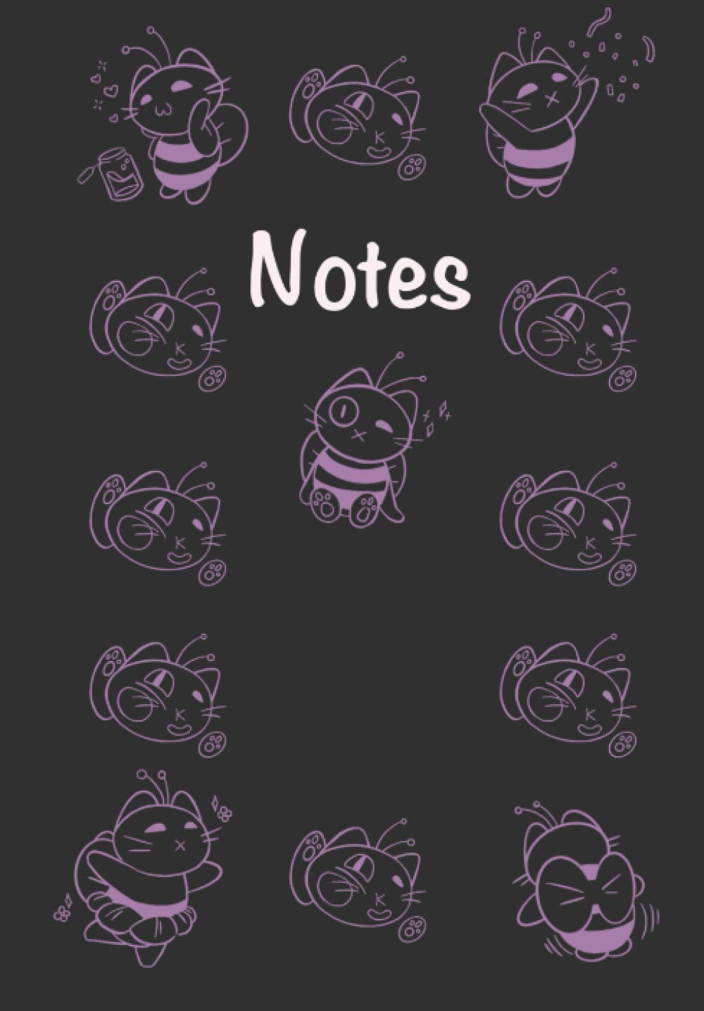 9x6” Catbee Notes Notebook: Cute Black and Purple Catbee Gobi Notebook Lined with Logo